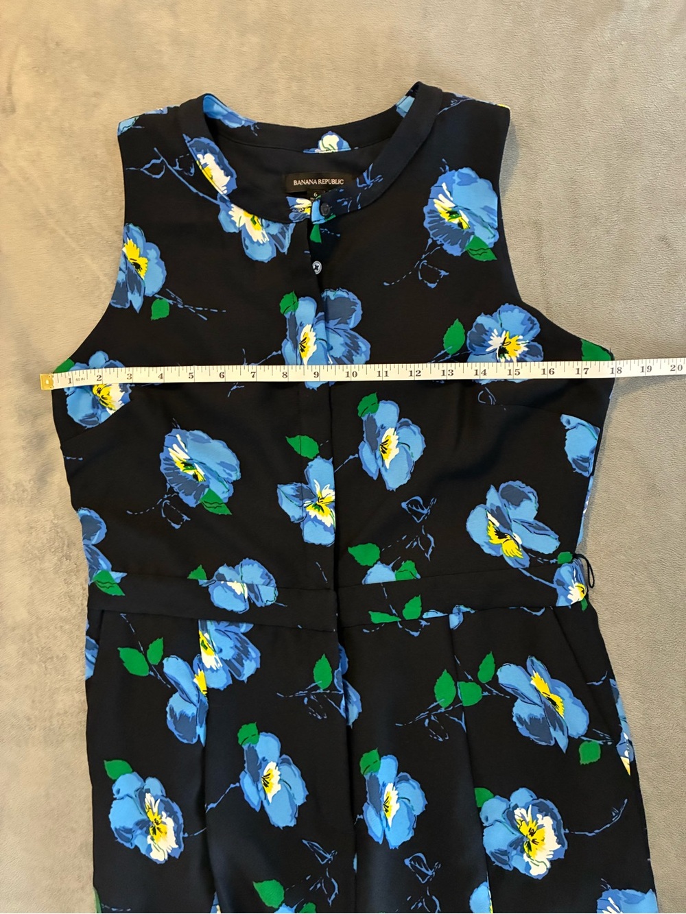 Banana Republic Navy Floral Sleeveless Wide-Leg Jumpsuit - Picture 11 of 15